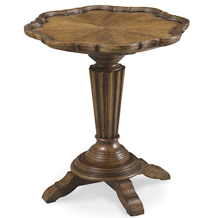 Pedestal Side Table with Fluted Carved Base